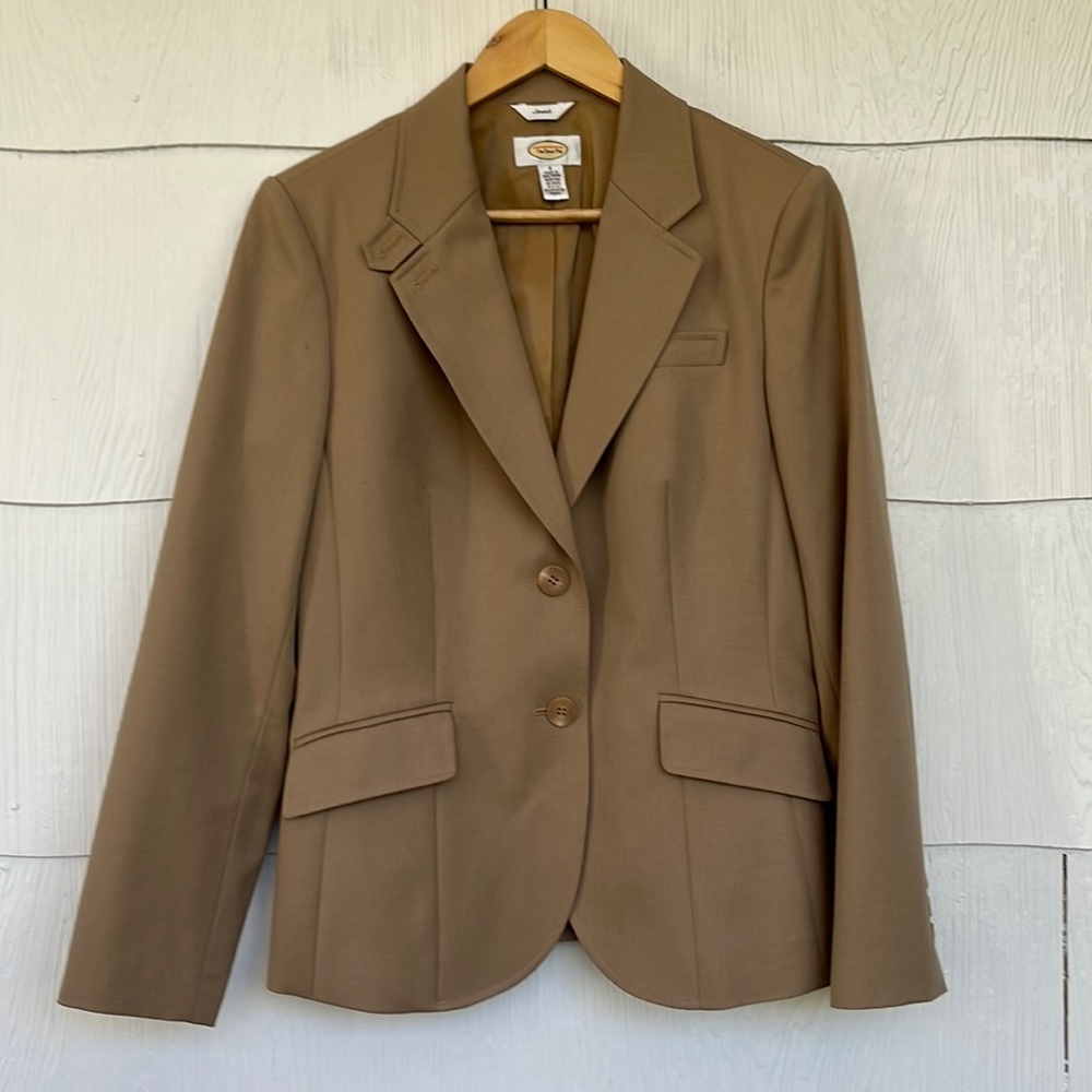 Talbots Classic Two-Button Tan Wool Blazer - Size 6